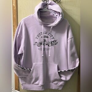 No Boundaries Purple Graphic Sweater with Hood